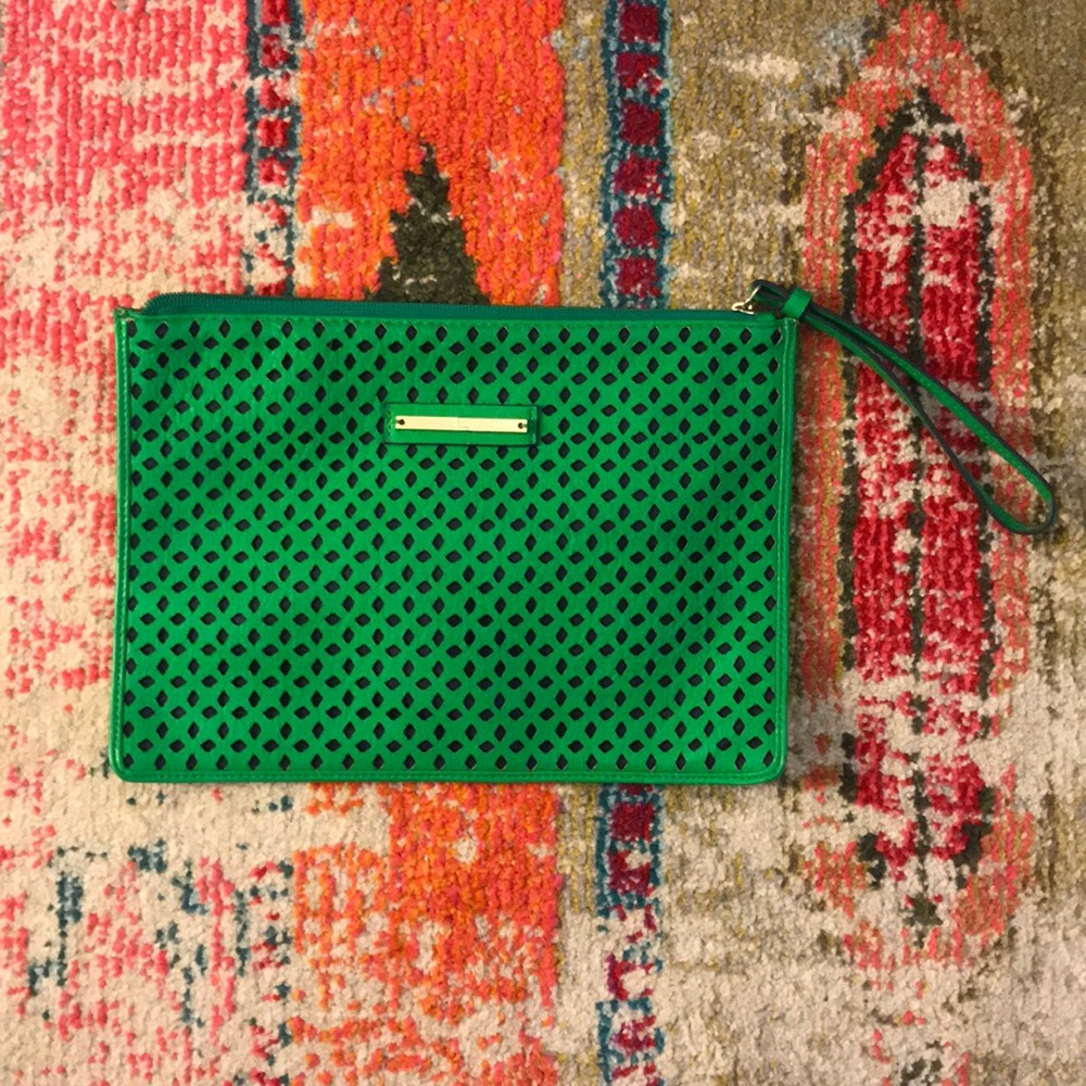 The Limited navy/green cutout clutch